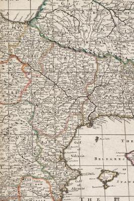 Spain and Portugal Vintage Map Field Journal Notebook, 50 pages/25 sheets, 4x6
