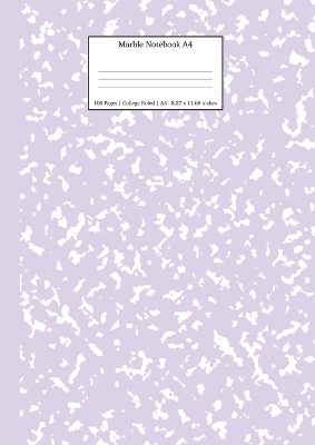 Marble Notebook A4: Lilac Purple College Ruled Journal