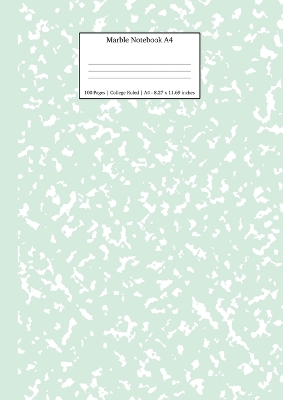 Marble Notebook A4: Mint Green College Ruled Journal