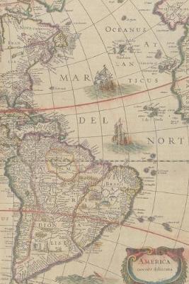 South America and North America Vintage Map Field Journal Notebook, 50 pages/25 sheets, 4x6