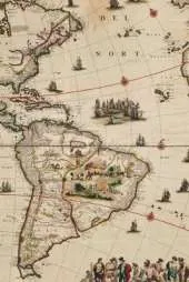 North America and South America Vintage Map Field Journal Notebook, 50 pages/25 sheets, 4x6
