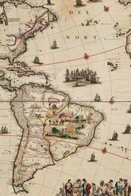 North America and South America Vintage Map Field Journal Notebook, 50 pages/25 sheets, 4x6