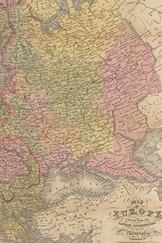 Europe Vintage Map Field Journal Notebook, 50 pages/25 sheets, 4x6