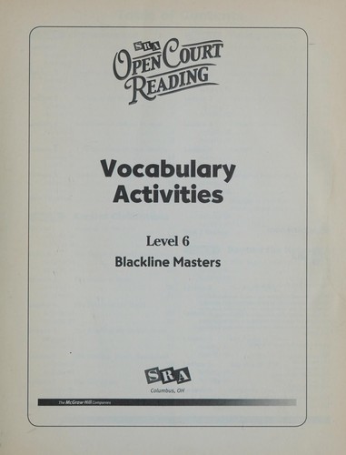 Open Court Vocabulary Activities Blackline Master, Level 6