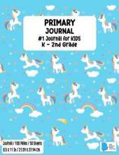 Primary Story Book: Dotted Midline and Picture Space Stylish Unicorn Baby Blue Cover Grades K-2 School Exercise Book Draw and Write 100 Story Pages - ( Kids Composition Note Books ) Durable Soft Cover Home School, Kindergarten v 2.0