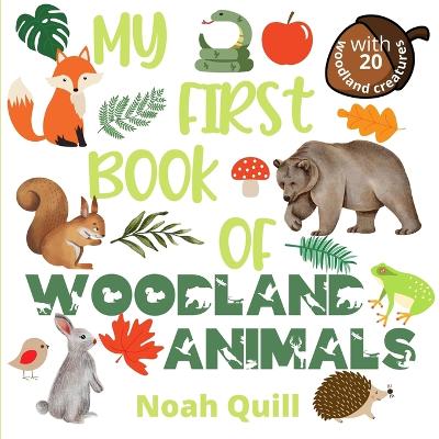 My first book of woodland animals: Colorful picture book introduction to nature's life in the woods for kids ages 2-5. Try to guess the 20 woodland animals names with illustrations and first letter hints.