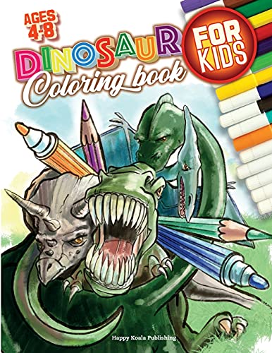 Dinosaur Coloring Book for Kids ages 4-8: With 50 unique illustrations including T-Rex, Stegosaurus, Velociraptors and more! Have fun coloring them all!