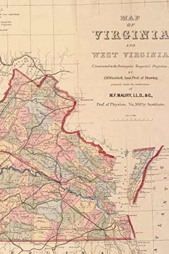 Virginia and West Virginia Vintage Map Field Journal Notebook, 50 pages/25 sheets, 4x6