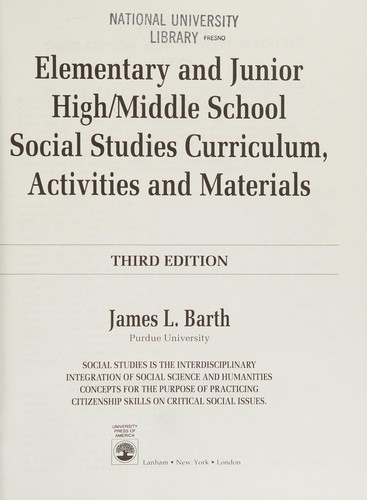 Elementary and Junior High/Middle School Social Studies Curriculum: Activities and Materials