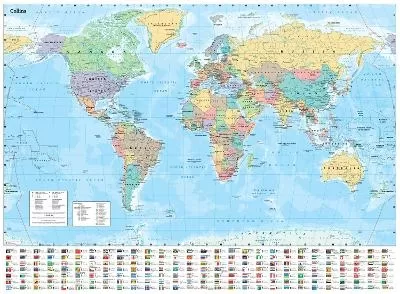 Collins Large World Wall Laminated Map (70 x 91.5 cm): Laminated Map with Flags, Perfect for Classroom, Office and Home