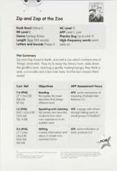 BC Yellow C/1C Zip Zap Zoo Guided Reading Card