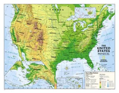 Kids Physical USA Education (Grades 4-12) Flat: Wall Maps Education