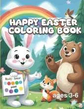 Happy Easter Coloring book: 50+ Fun and Cute designs with Bunnies, Animals, Eggs. For kids ages 3-6 years