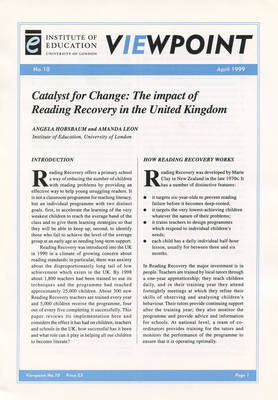 Catalyst for Change: The impact of Reading Recovery in the United Kingdom