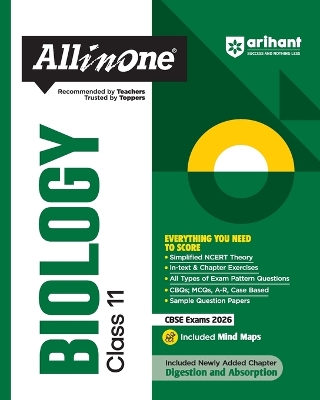 Arihant All in One Biology Class 11 for CBSE Exams 2025-26 as per latest syllabus Simplified Theory, In Text & Chapter Exercises, All Types of Exam Pattern Questions, CBQs, MCQs, A-R, Case Based, Sample Question Papers, Mind Maps