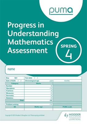 PUMA Test 4, Spring Pk10 (Progress in Understanding Mathematics Assessment)