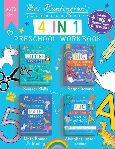 Mrs Huntington's 4 in 1 Preschool Workbook Ages 3-5