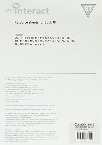 SMP Interact Resource Sheets for Books 8T: For the Mathematics Framework