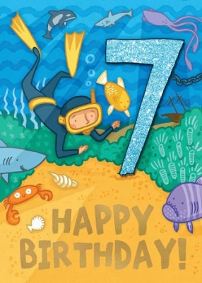 Diver (Age 7) - Happy Birthday Card-Book: 6 Card-Book Pack