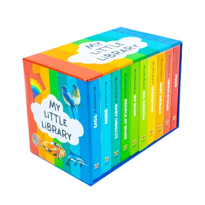 My Little Library 10 Books Set Collection: (Toys, Food,Things at Home, Baby objects, Sea Animals, Birds, People at Work, My Body, Transport, Baby Animals)
