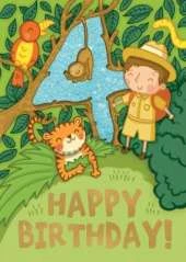 Jungle (Age 4) - Happy Birthday Card-Book: 6 Card-Book Pack