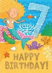 Mermaid (Age 7) - Happy Birthday Card-Book: 6 Card-Book Pack