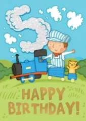 Trains (Age 5) - Happy Birthday Card-Book: 6 Card-Book Pack