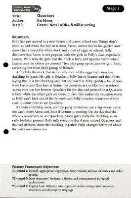 Literacy World Comets Stage 1: Quackers Guided Reading Card Framework Edition