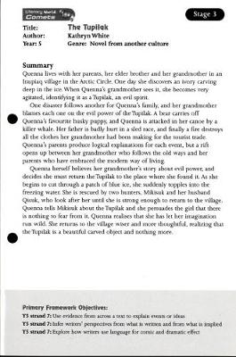 Literacy World Comets Stage 3: The Tupilak Guided Reading Card Framework Edition
