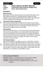 Literacy World Comets Stage 4: Project Nemesis Guided Reading Card Framework Edition
