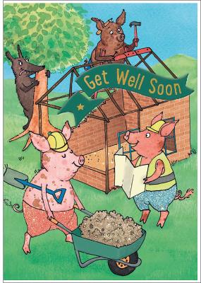 Three Little Pigs - Get Well Card-Book: 6 Card-Book Pack