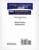 Access Code Card for the Online Tutorial for the National Evaluation Series Middle Grade Mathematics Test