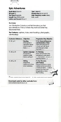 Bug Club Green B Epic Adventures Guided Reading Card
