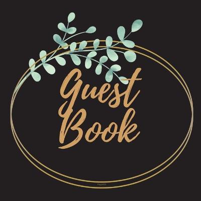 Guest Book - Gold Frame #16 For any occasion Light Green Color Pages 8.5 x 8.5 Inches 82 pages