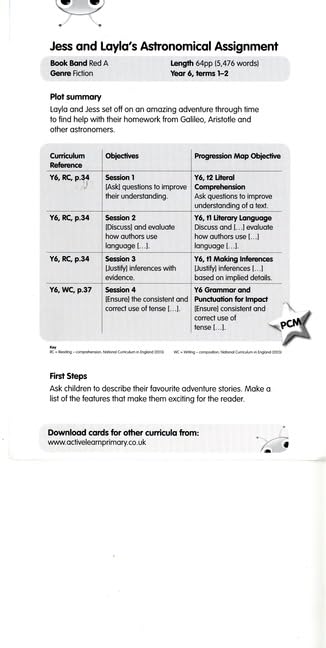 Bug Club Red A (KS2) Jess & Layla's Astronomical Assignment Guided Reading Card