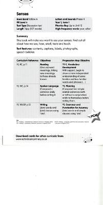 Bug Club Yellow A Senses Guided Reading Card