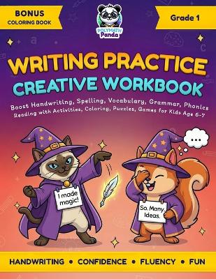 Writing Practice Creative Workbook for Grade 1: Boost Handwriting, Spelling, Vocabulary, Grammar, Phonics, & Reading with Activities, Coloring, Puzzles, Games for Kids Age 6-7 1st Grade Copybook Paper with Lines and Story Prompts